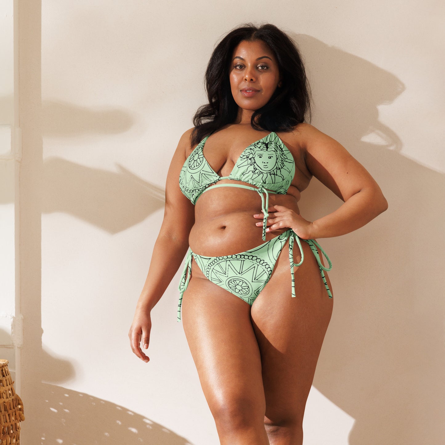 Medusa's Sea Medallion recycled mint green string bikini