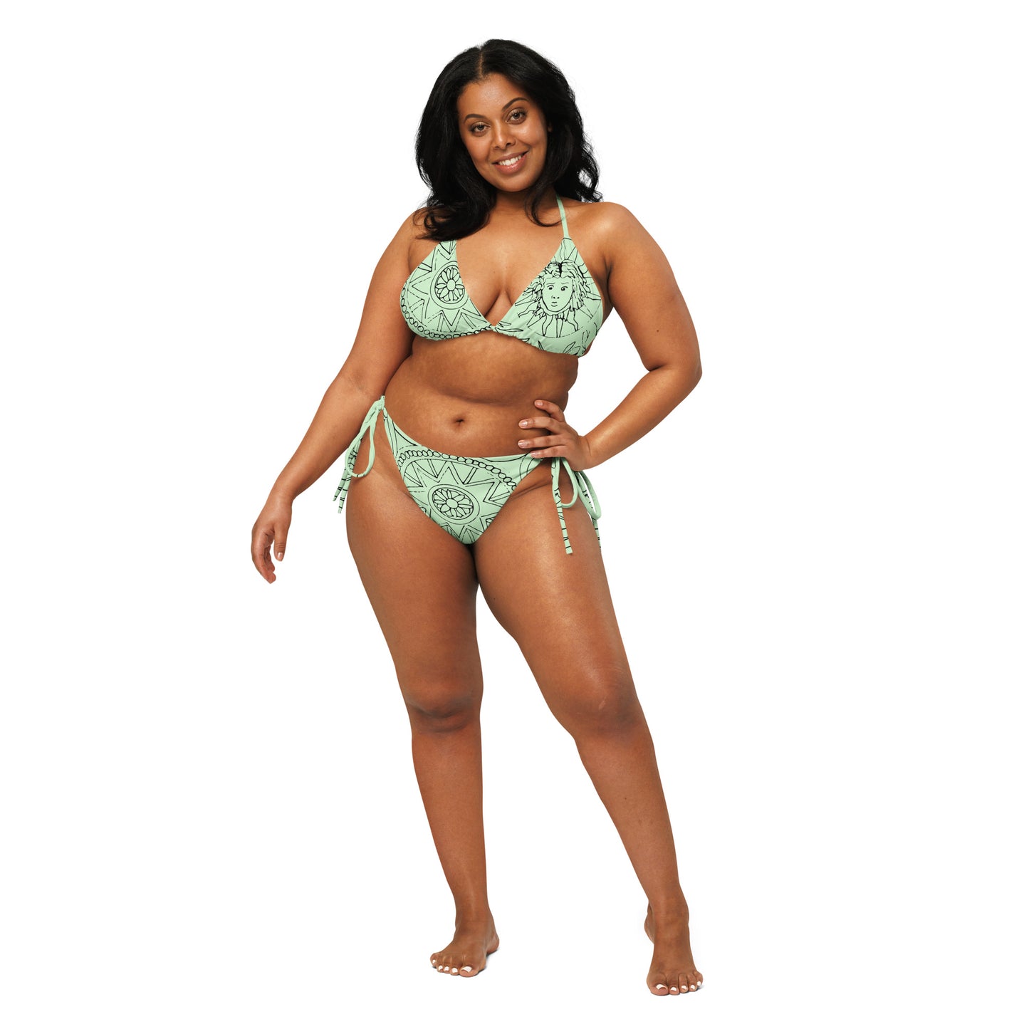 Medusa's Sea Medallion recycled mint green string bikini