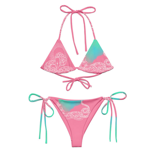 Blue Heart Eternal Love Snake recycled string pink mystical bikini