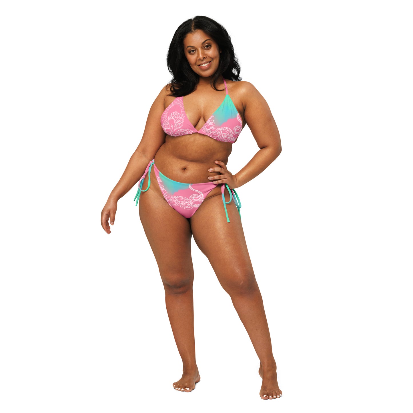 Blue Heart Eternal Love Snake recycled string pink mystical bikini