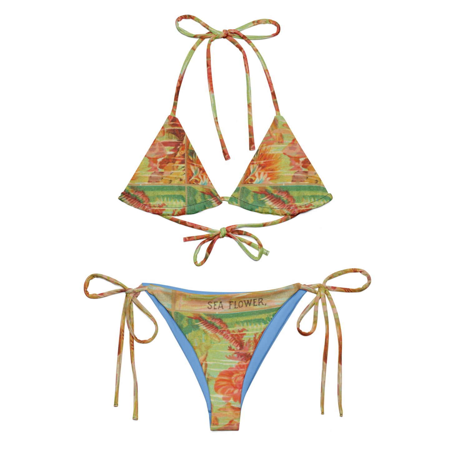 Sea Flower Print Recycled String Bikini