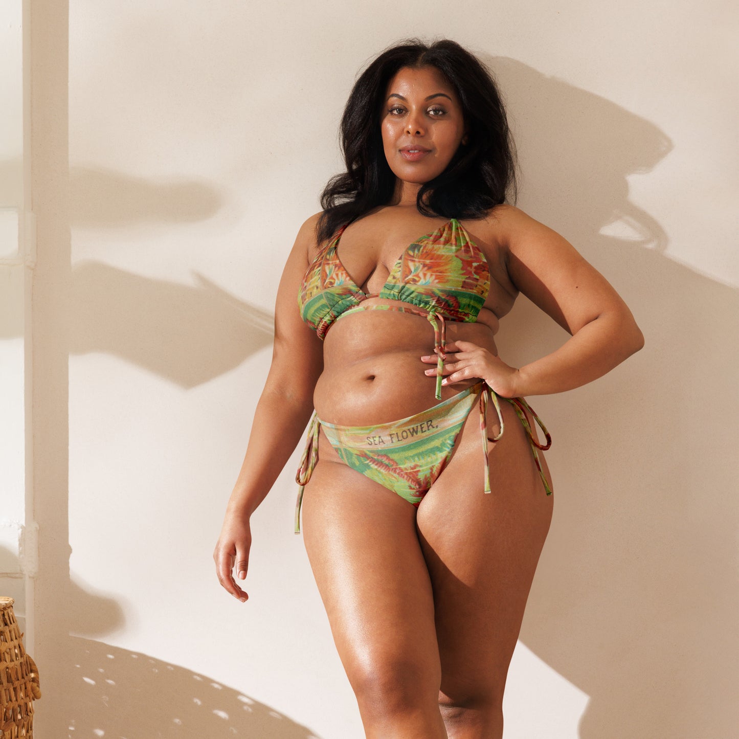Sea Flower Print Recycled String Bikini