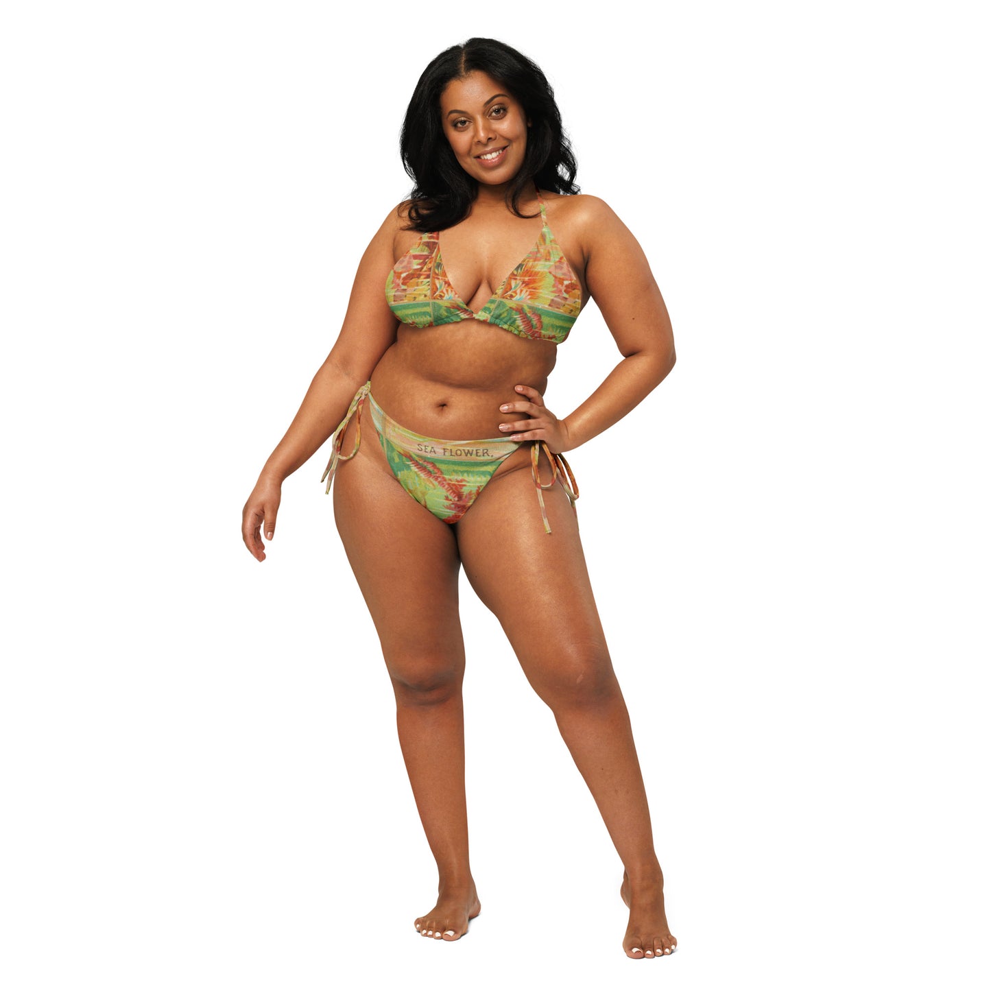Sea Flower Print Recycled String Bikini