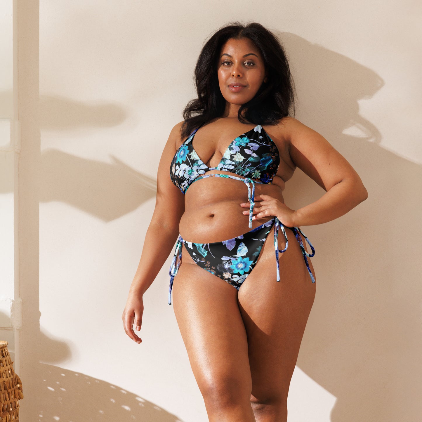 Botanical Bliss Blue Print Recycled String Bikini