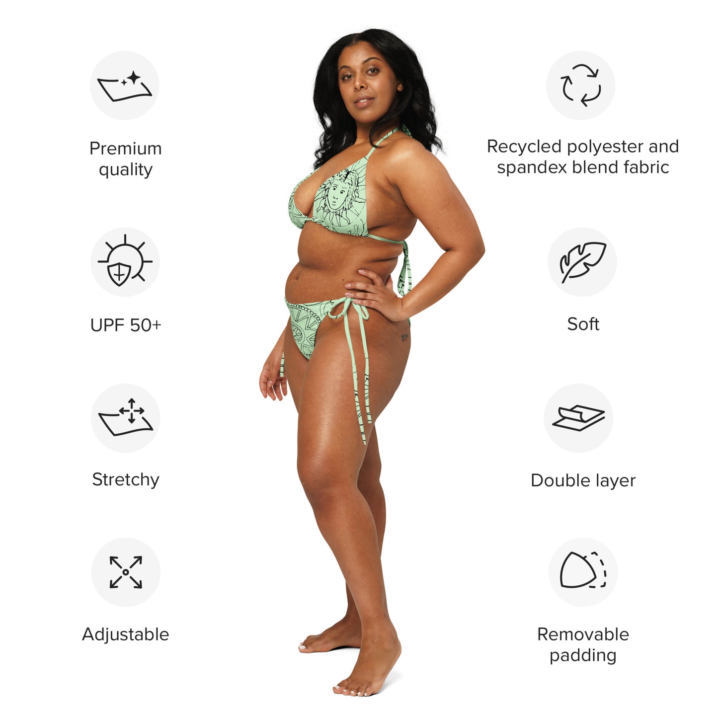 Medusa's Sea Medallion recycled mint green string bikini