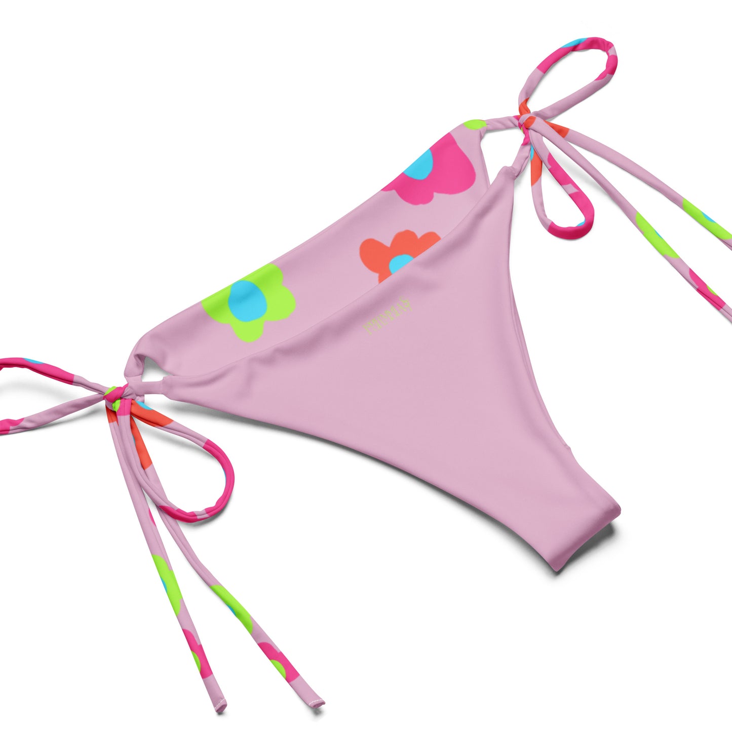Floral Doodles Pink print recycled string bikini