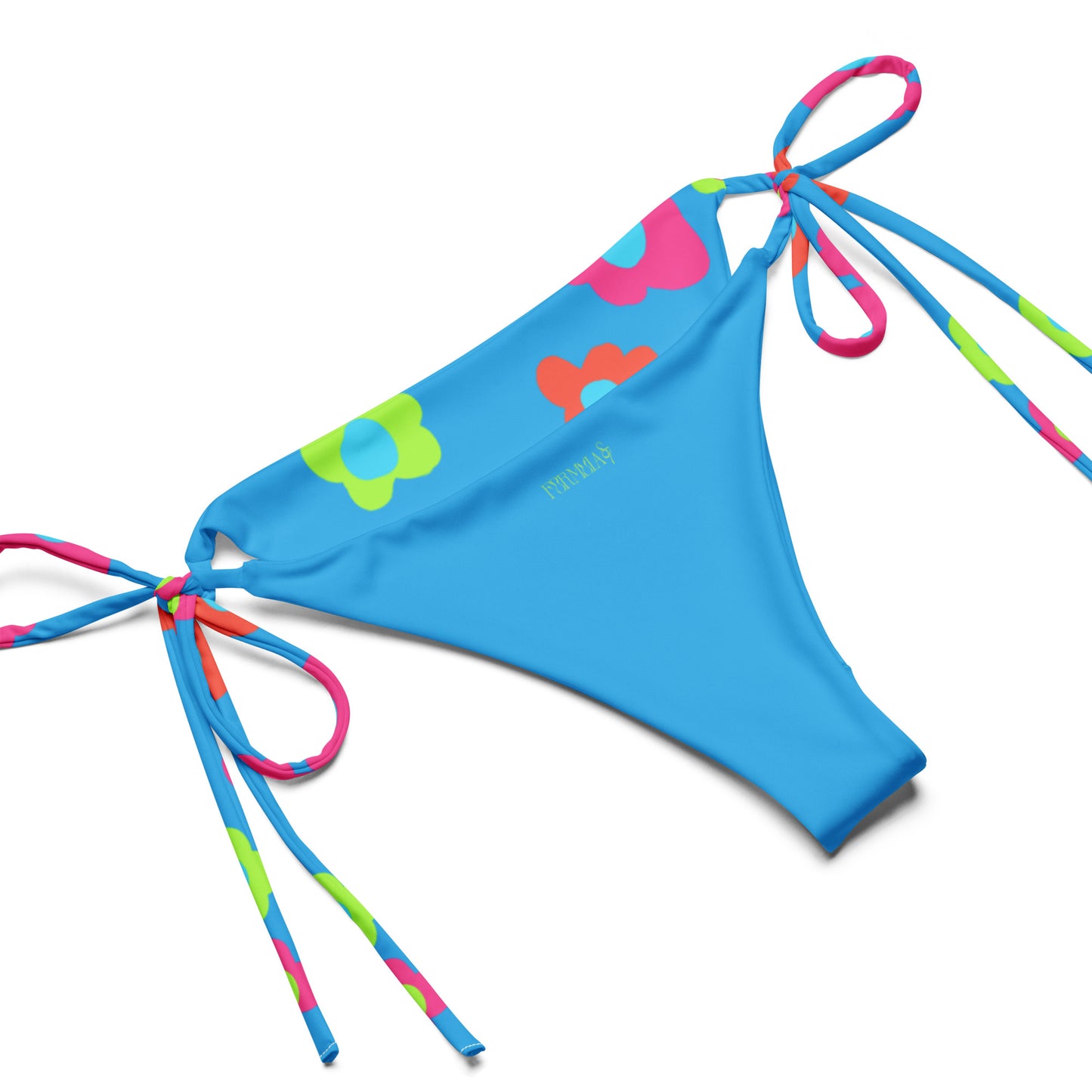 Floral Doodles Blue print recycled string bikini