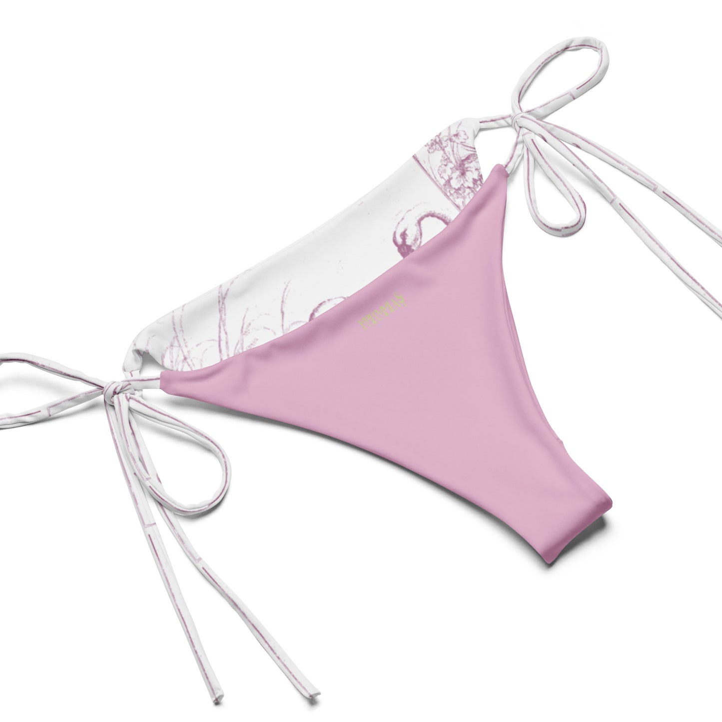Lavender Swans Print Recycled String Bikini