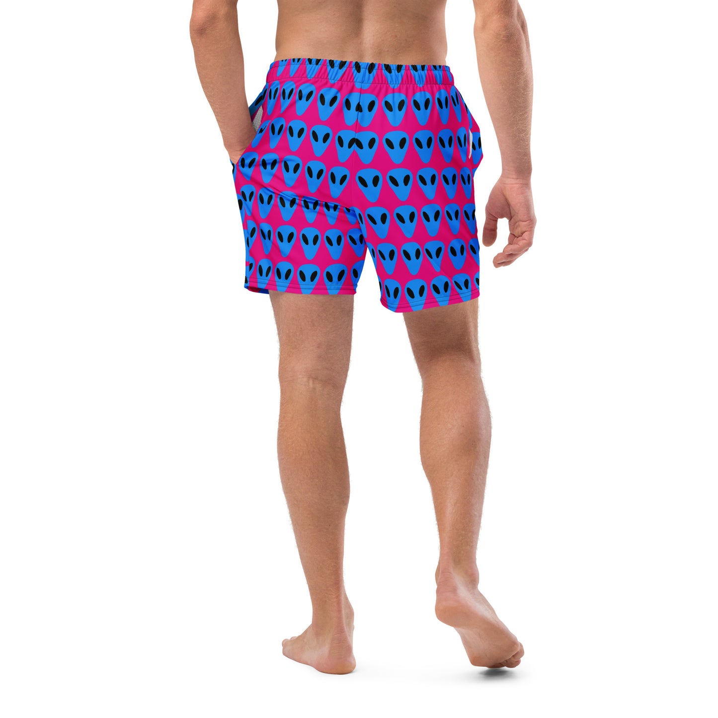 Blue Alien Men's Hot Pink swim trunks