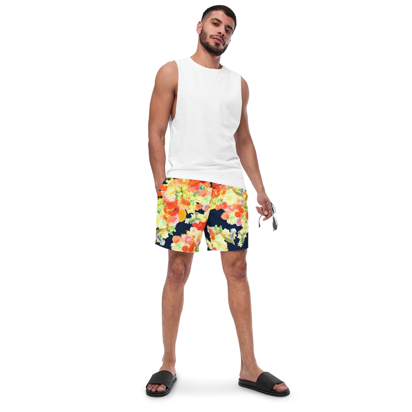 Wonder of Love Floral Print Men's swim trunks