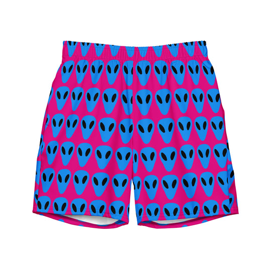 Blue Alien Men's Hot Pink swim trunks