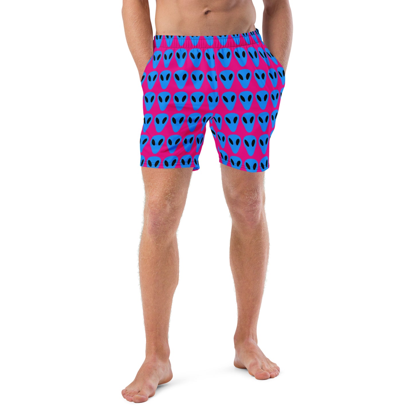 Blue Alien Men's Hot Pink swim trunks