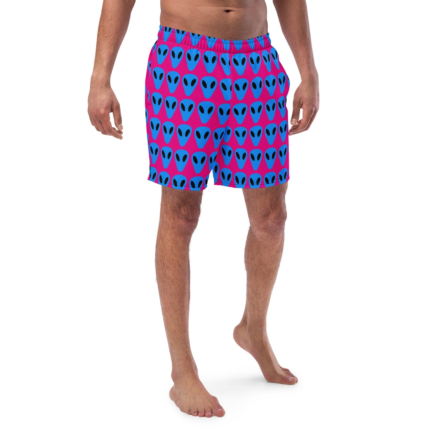 Blue Alien Men's Hot Pink swim trunks