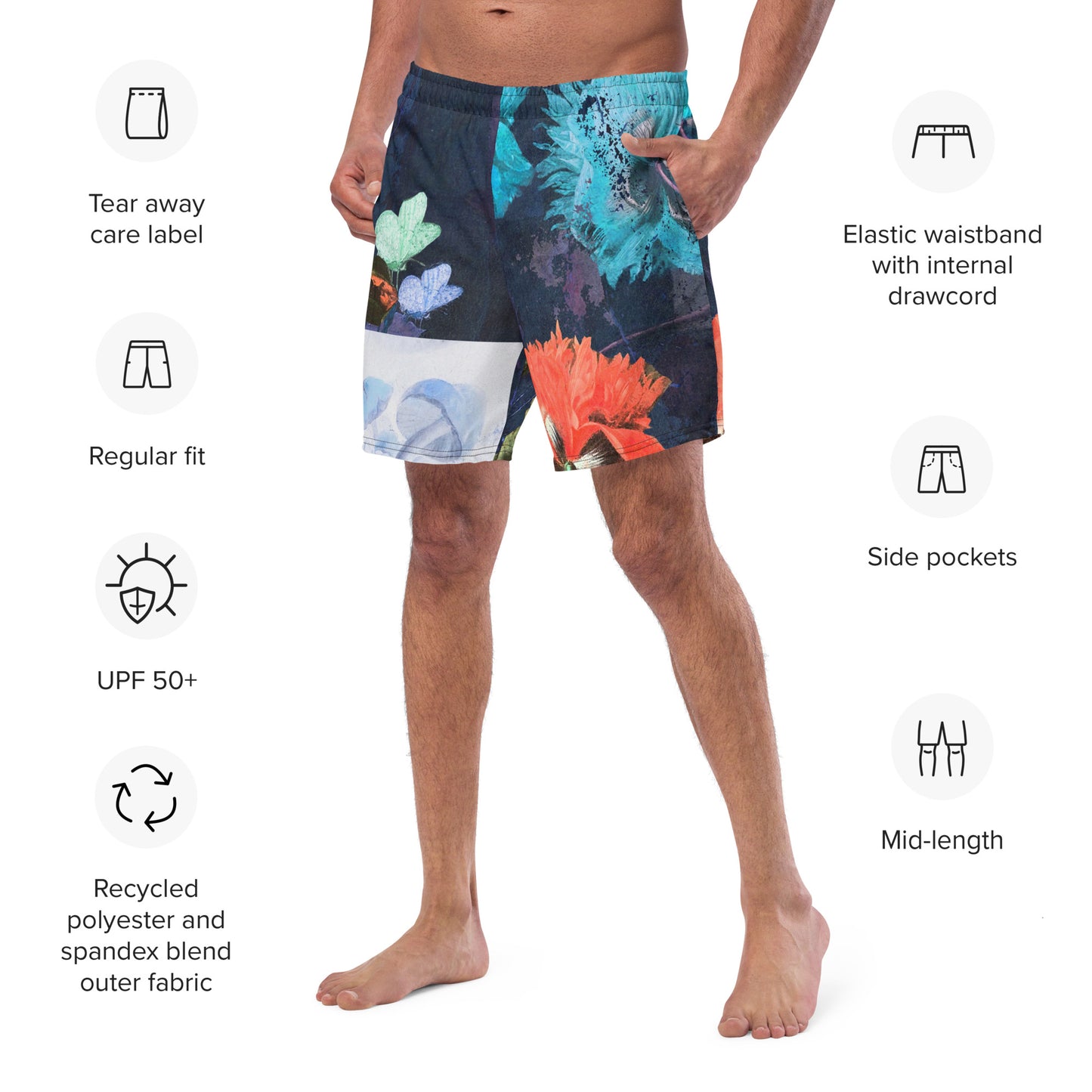 Exquisite Floral Print Men's swim trunks