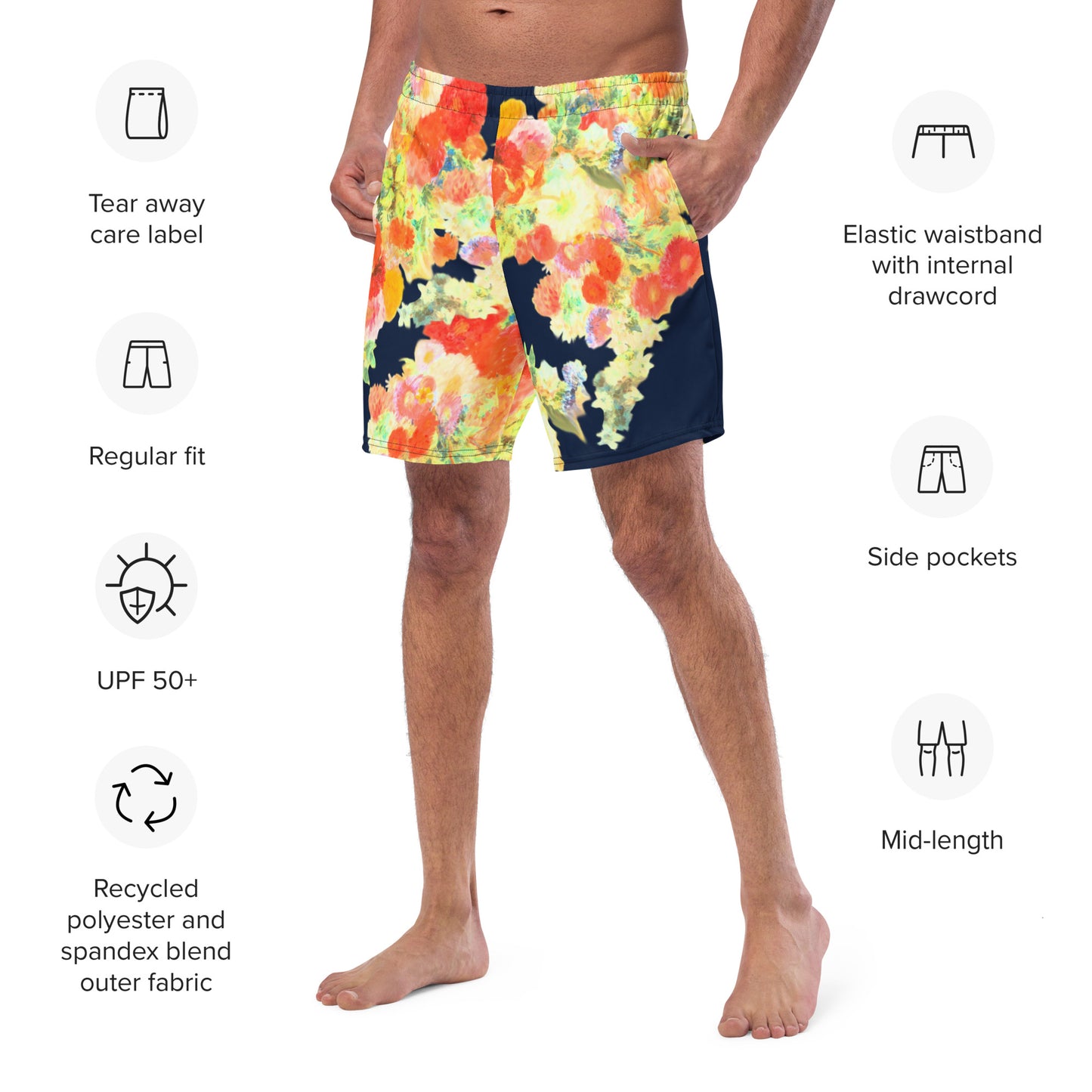 Wonder of Love Floral Print Men's swim trunks