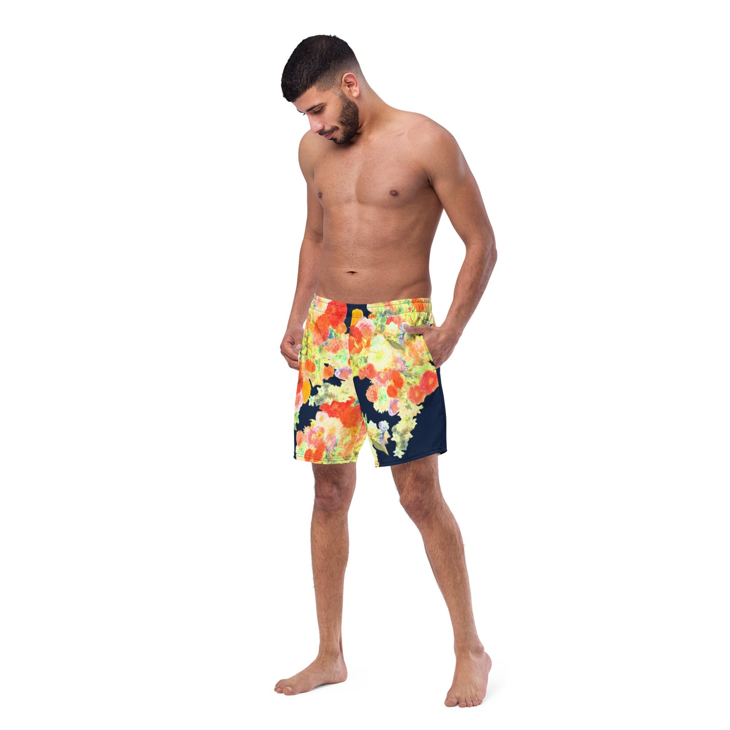 Wonder of Love Floral Print Men's swim trunks