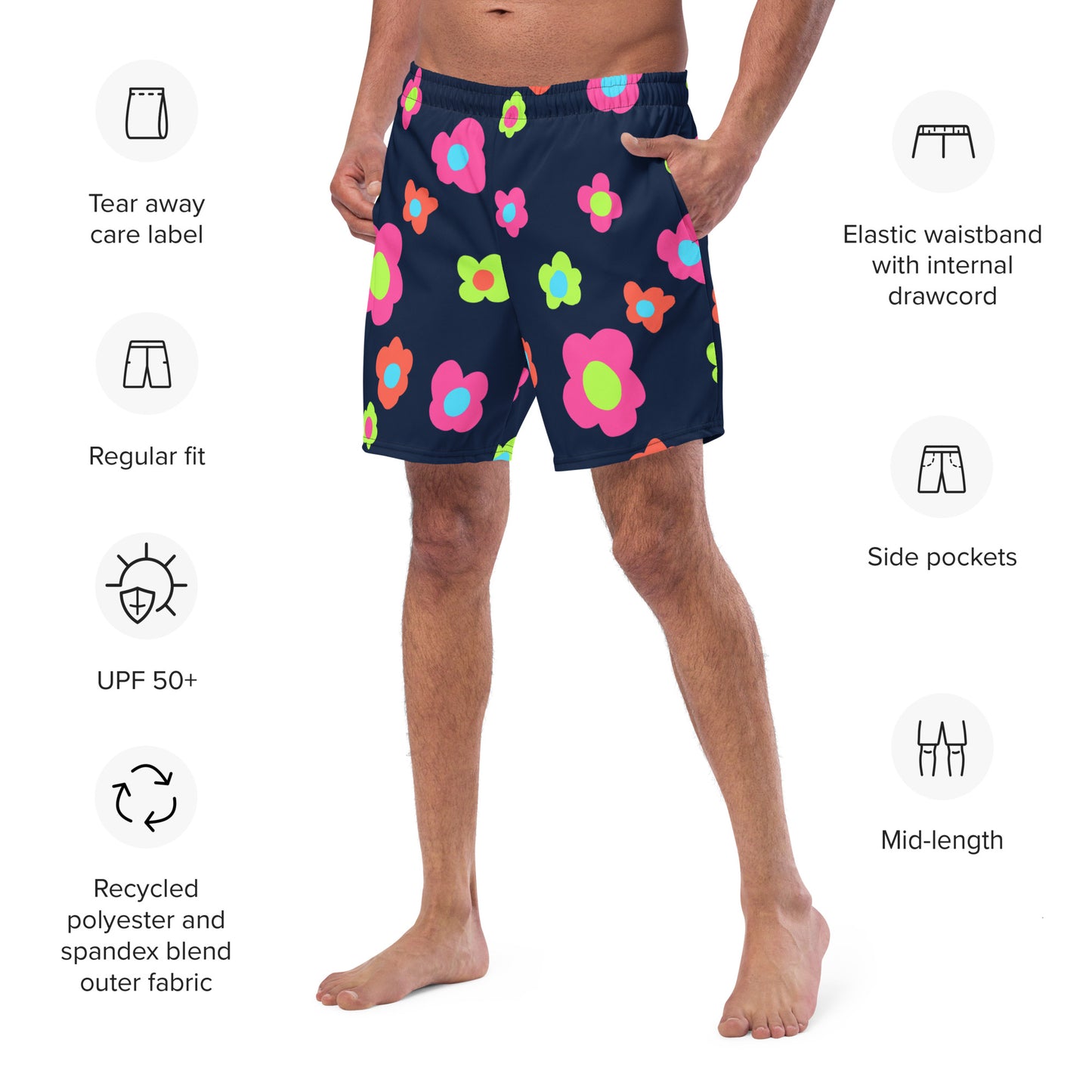 Floral Doodles Men's swim trunks