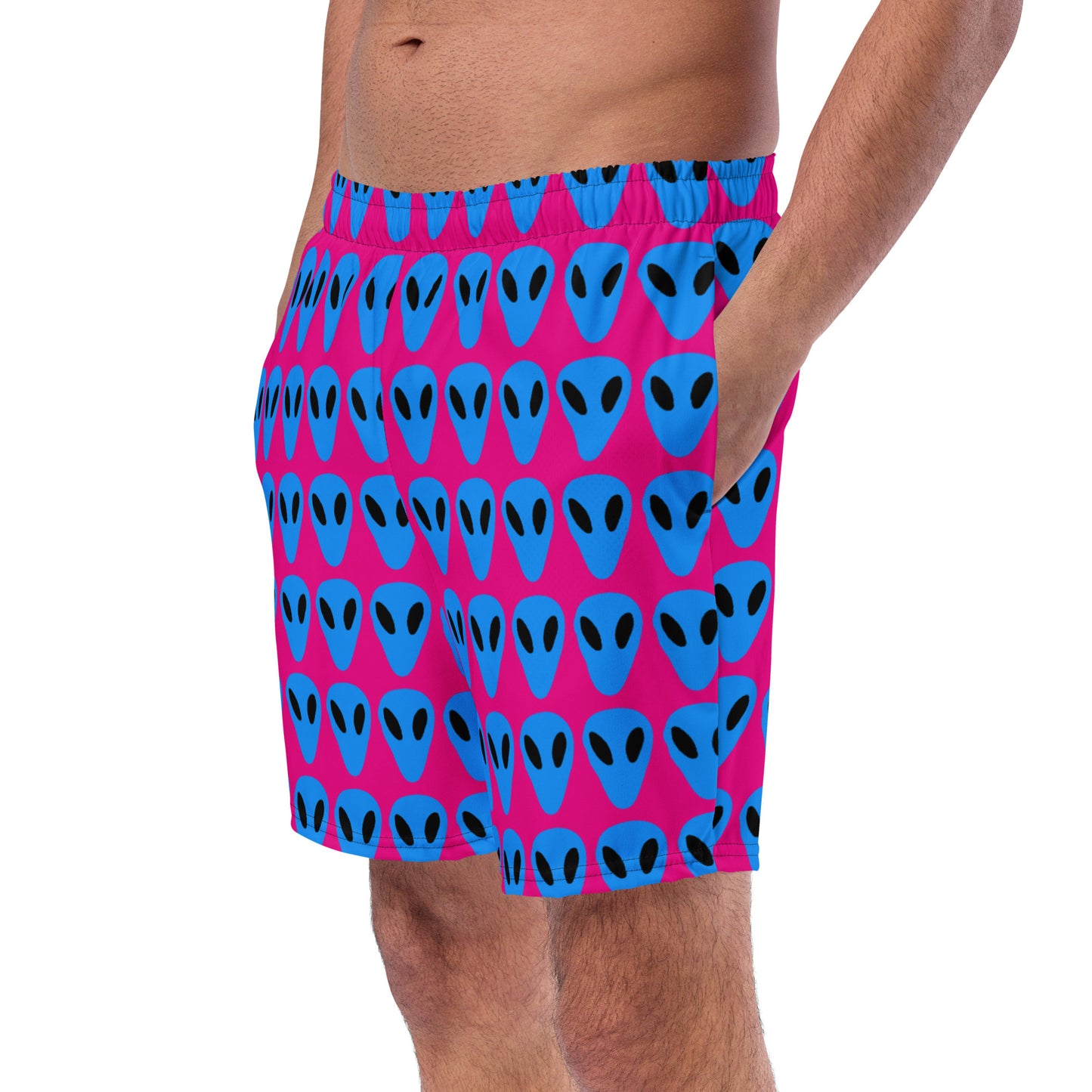 Blue Alien Men's Hot Pink swim trunks