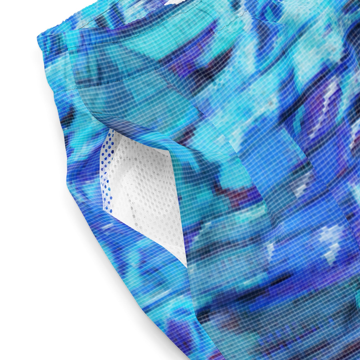 Sea Flower Neon Blue Men's Swim Trunks