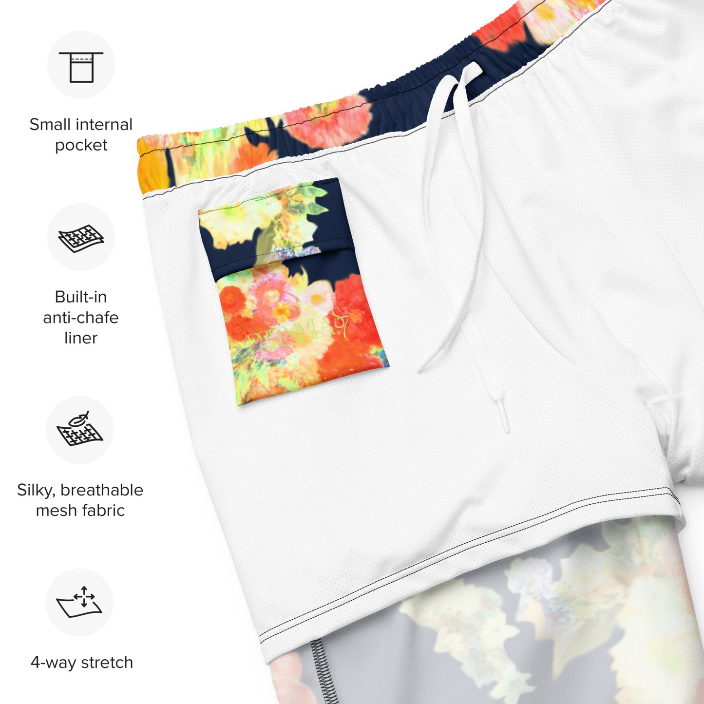 Wonder of Love Floral Print Men's swim trunks