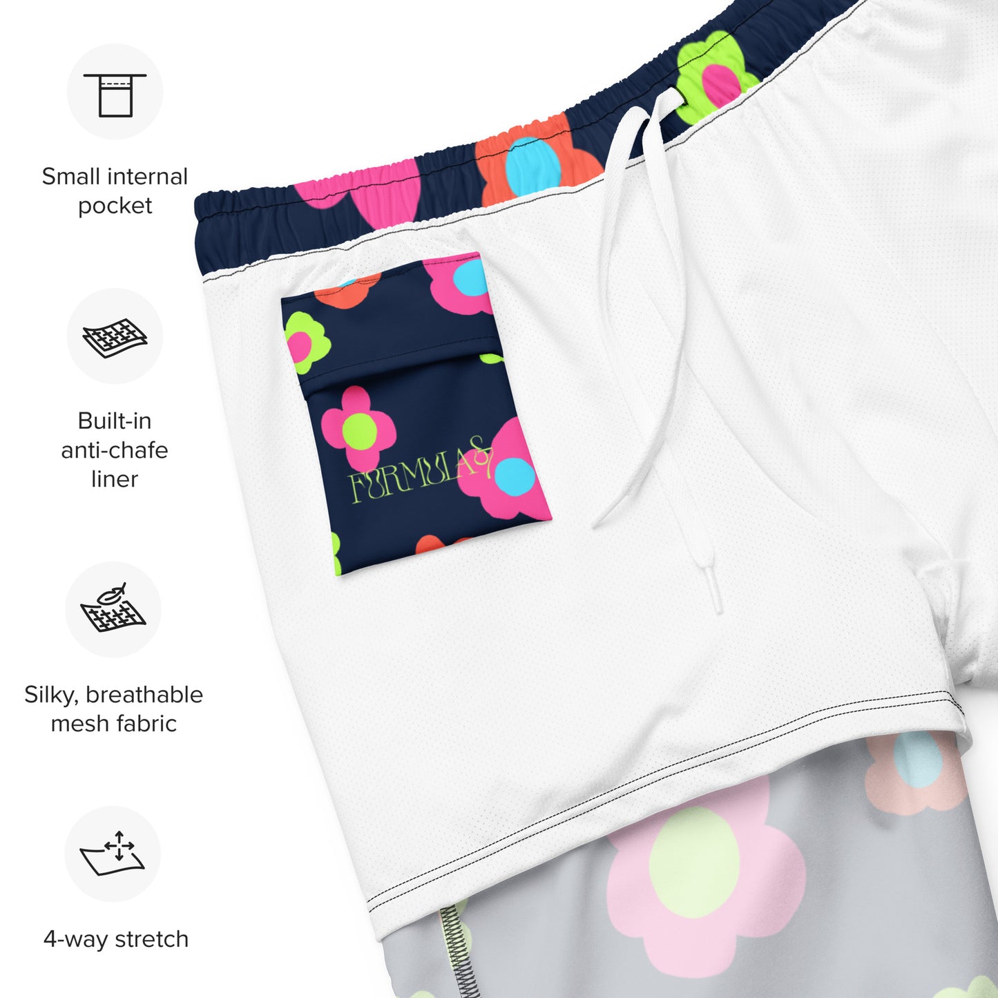 Floral Doodles Men's swim trunks