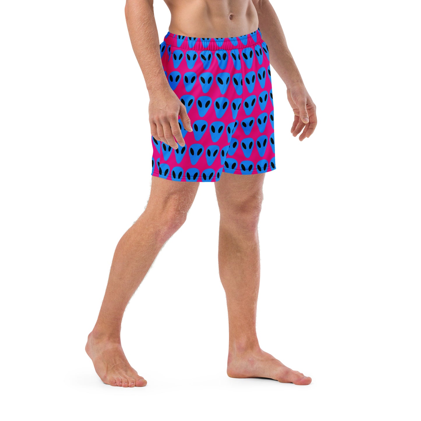 Blue Alien Men's Hot Pink swim trunks