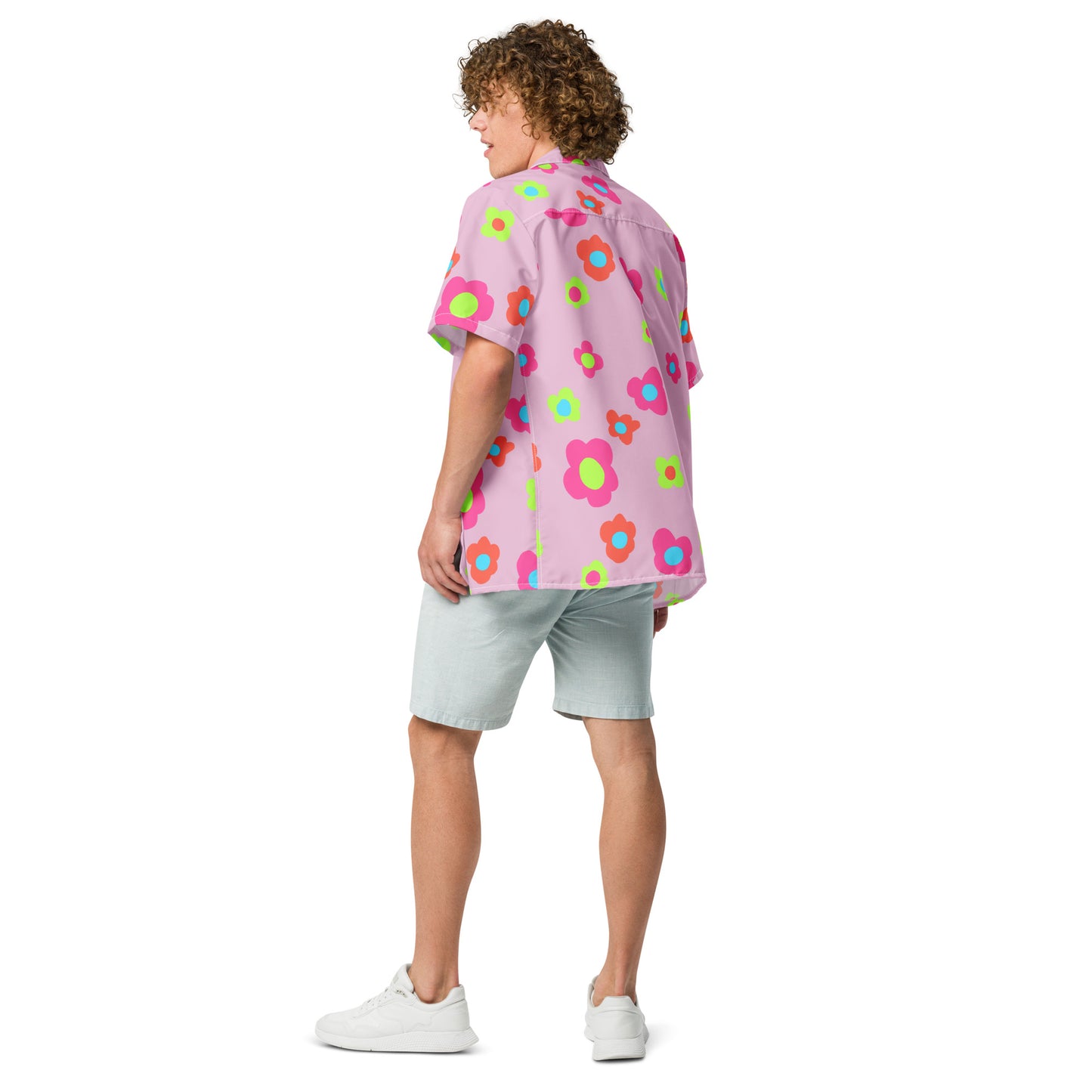 Floral Doodles Pink Mauve Unisex button down T-shirt