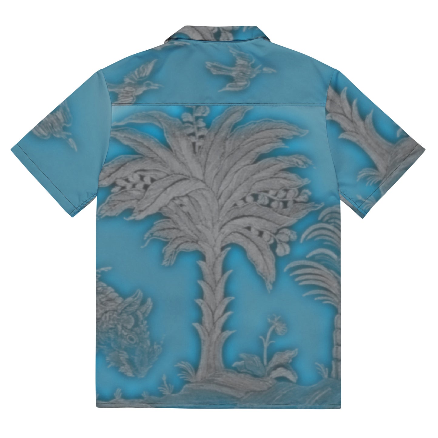 Tropical Neon Glow Rhino Unisex button down t-shirt