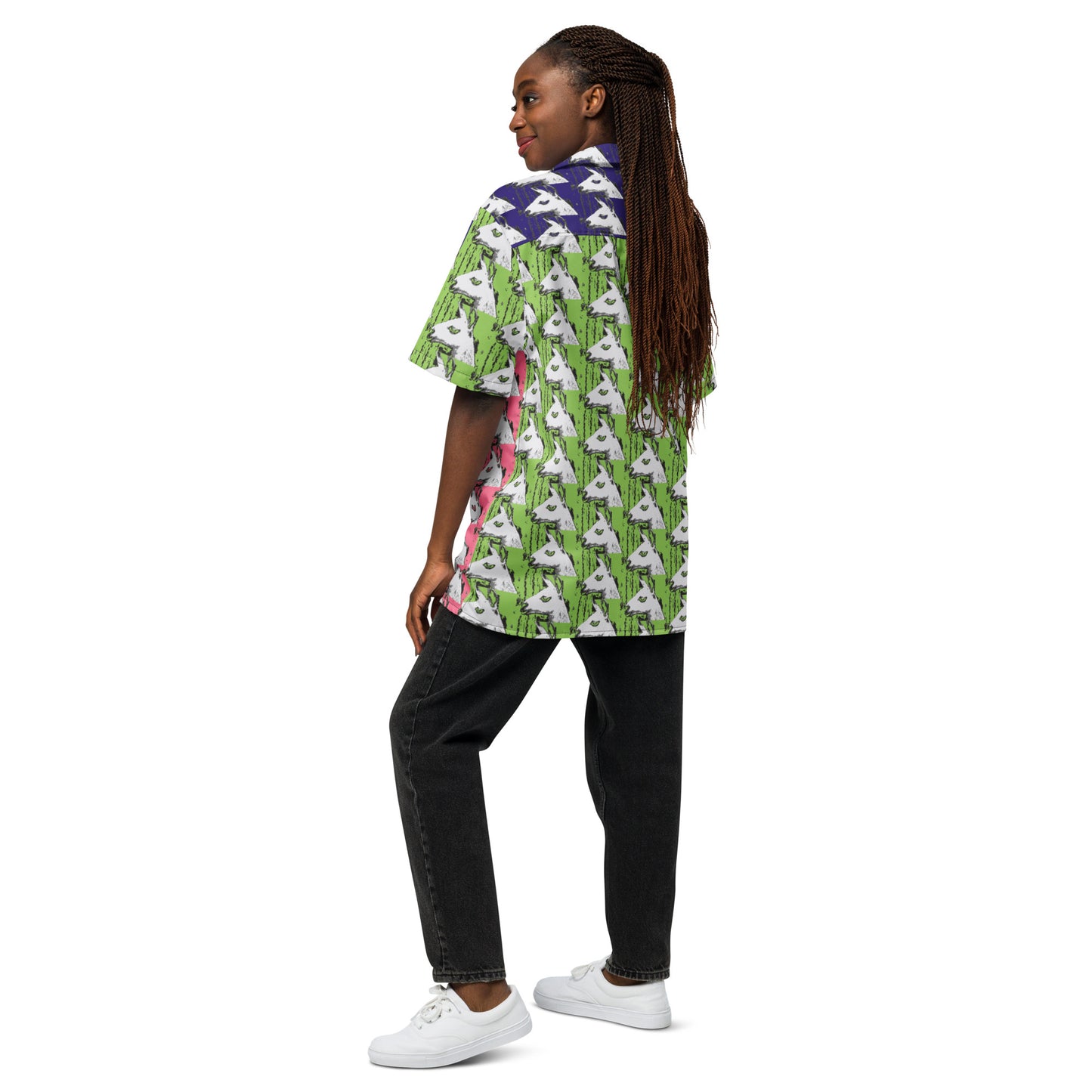 Llama Llama Unisex button down color-blocked t-shirt