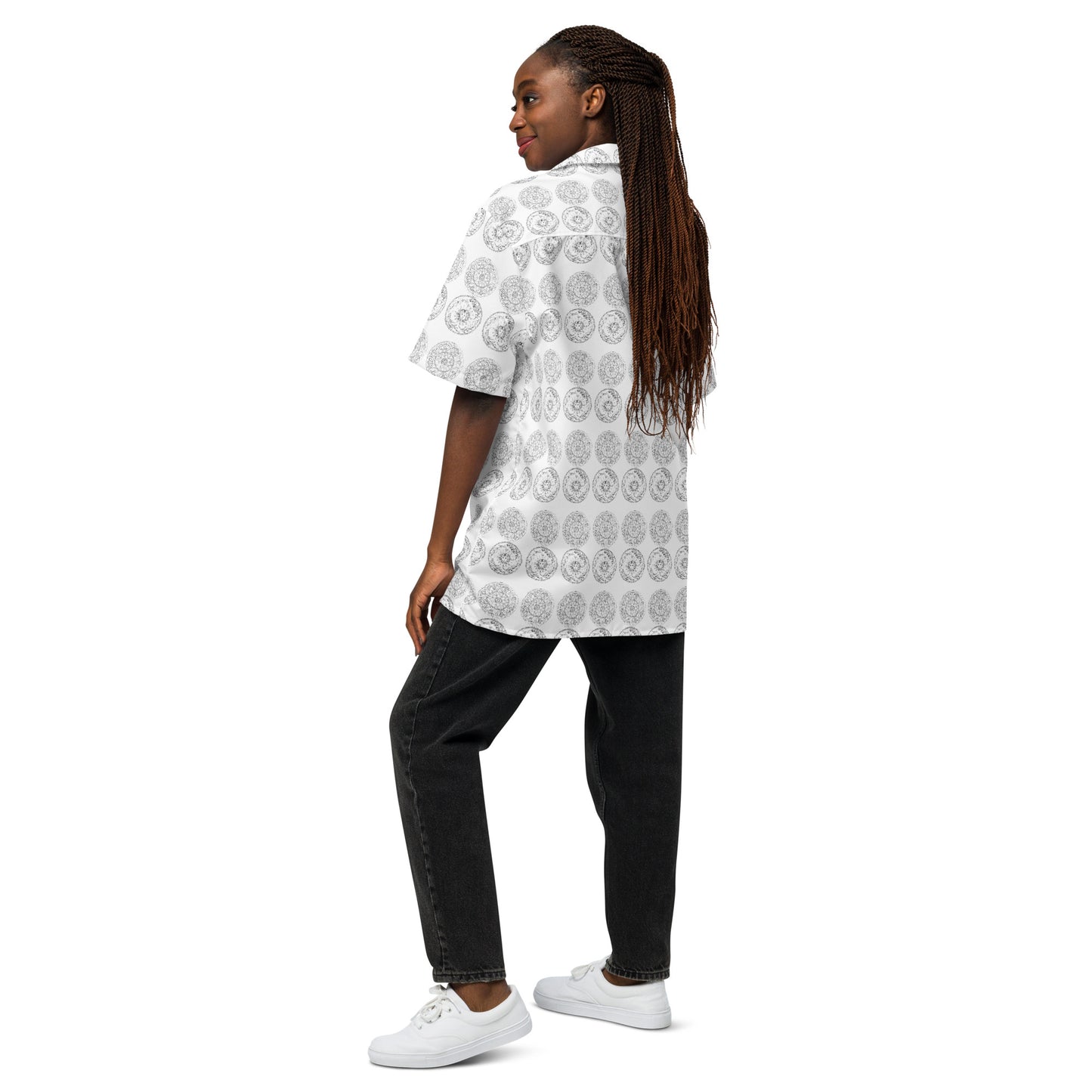 Medusa's Sea Medallion Unisex button down white shirt