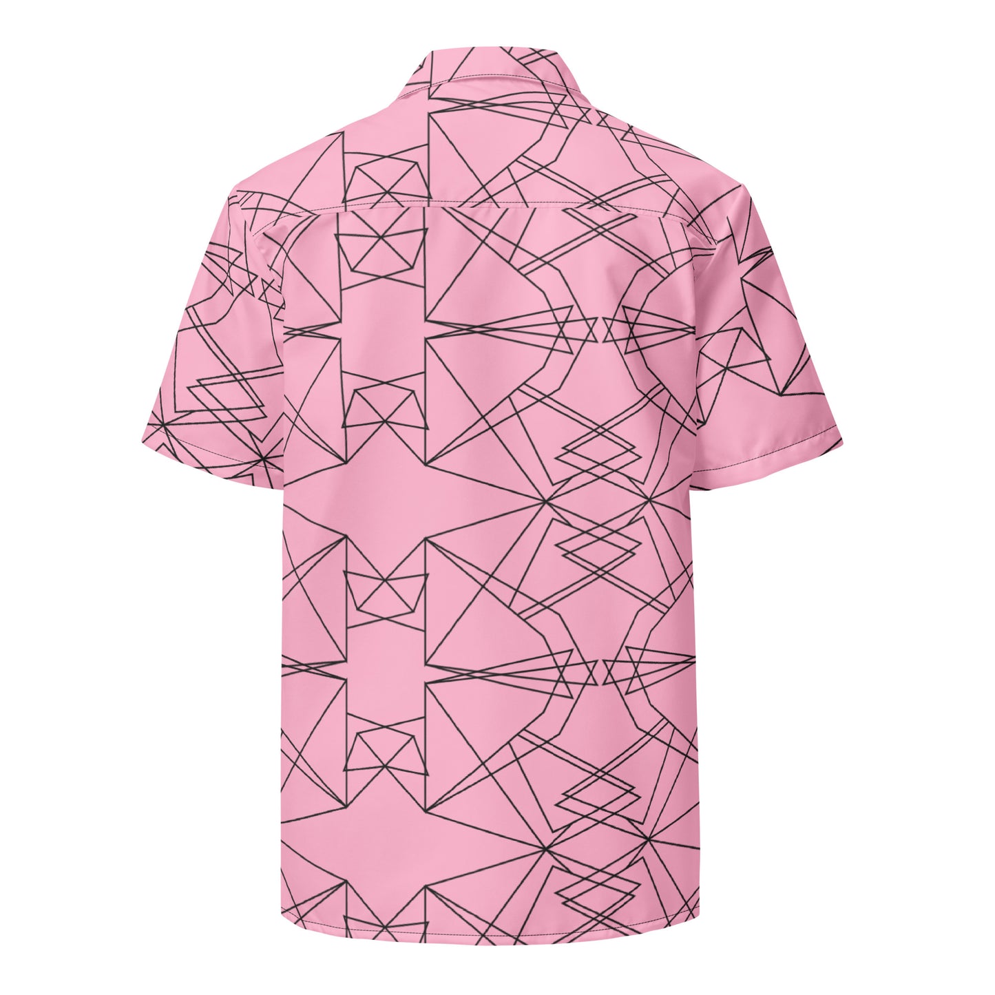 Origami Bird Geometric Pink Unisex Button-Down Shirt