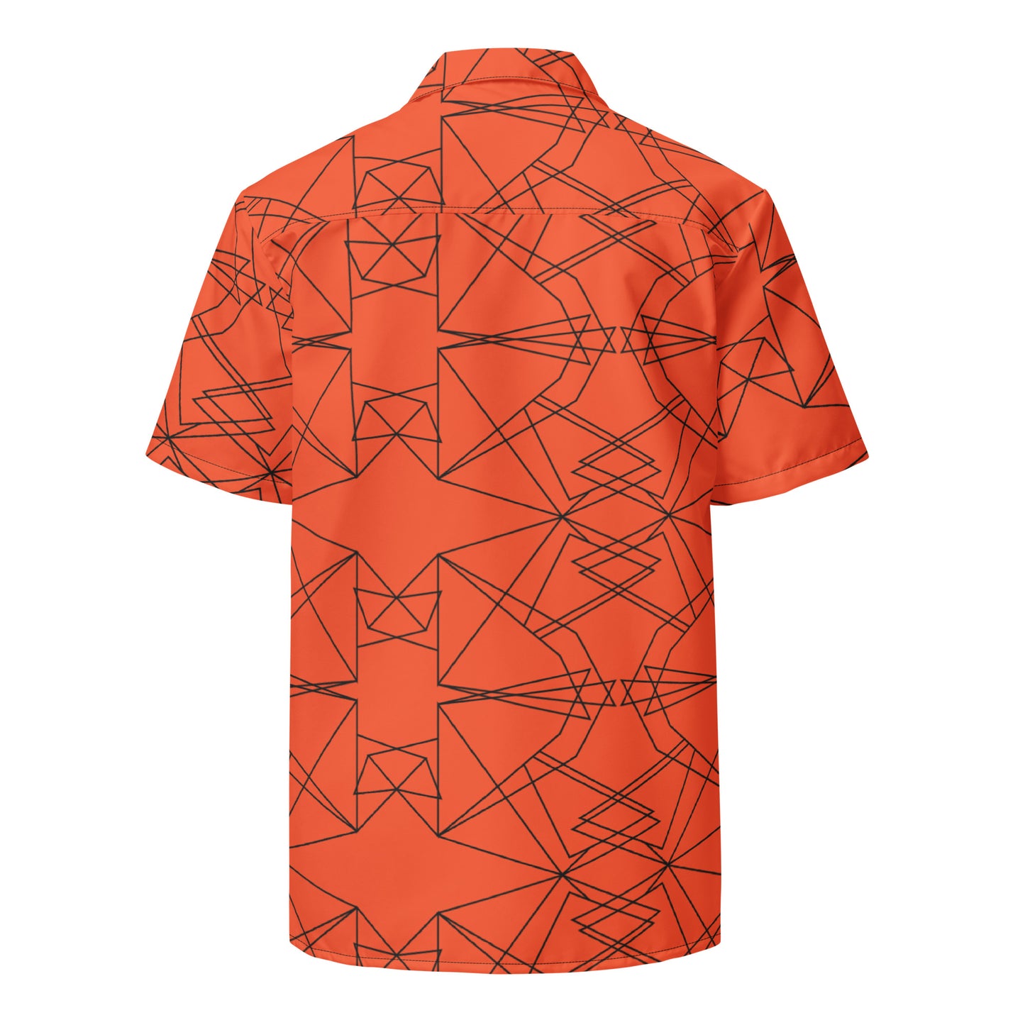 Origami Bird Geometric Orange Unisex Button-Down Shirt