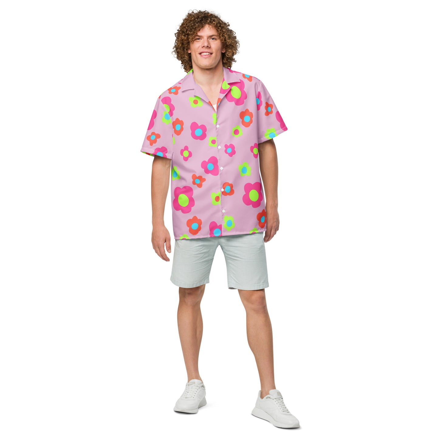 Floral Doodles Pink Mauve Unisex button down T-shirt