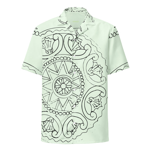 Medusa's Sea Medallion Unisex button down mint green shirt