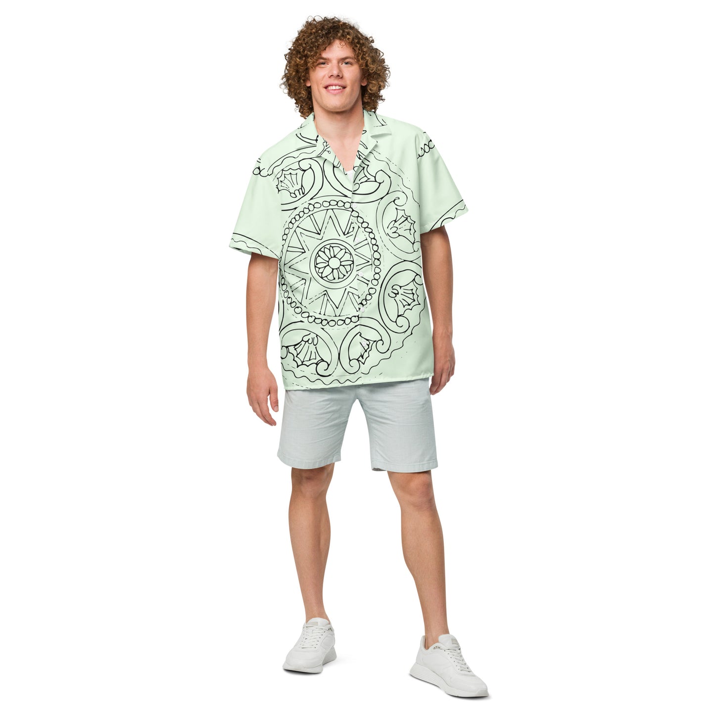Medusa's Sea Medallion Unisex button down mint green shirt