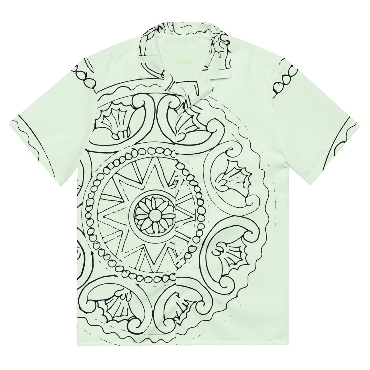 Medusa's Sea Medallion Unisex button down mint green shirt