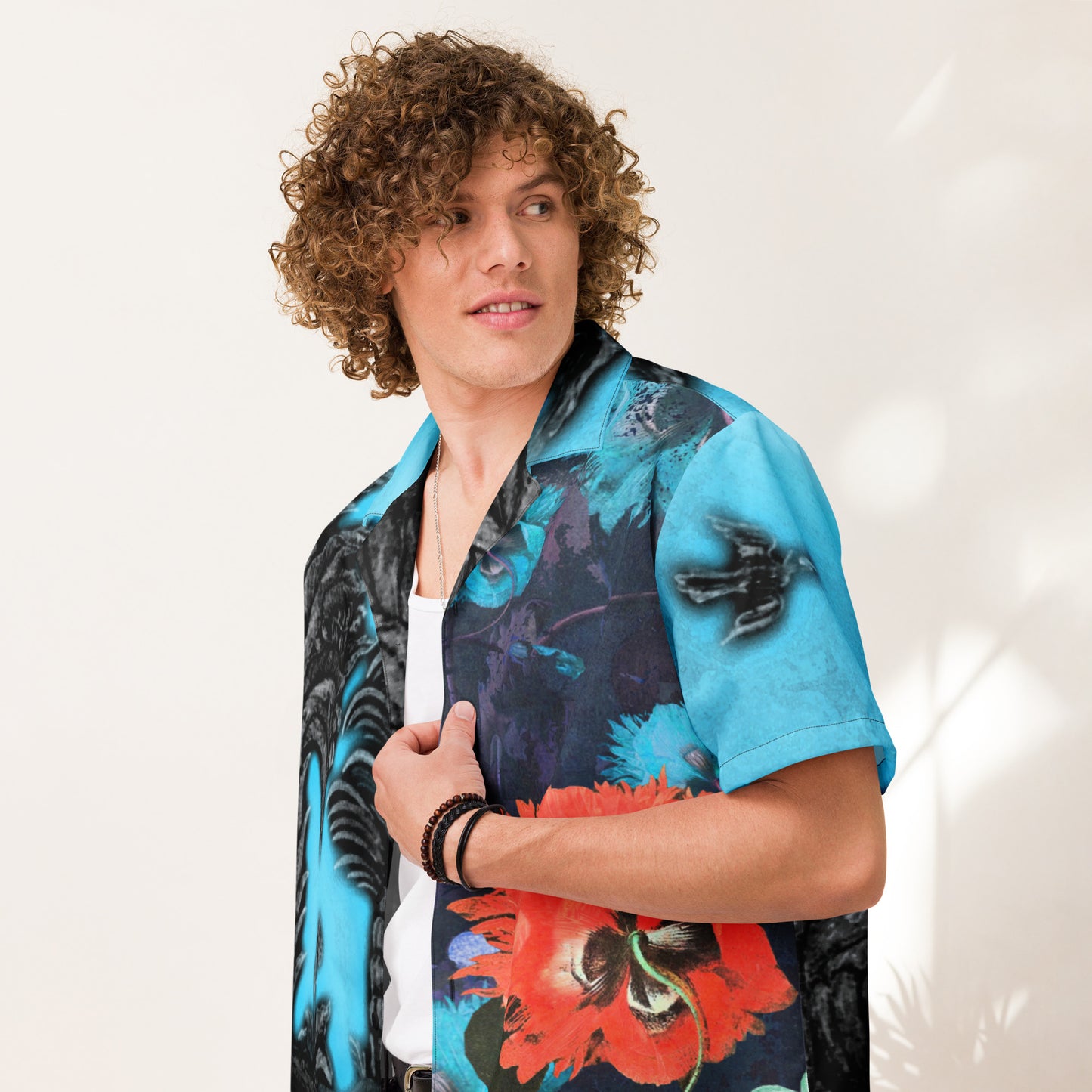 Exquisite Floral Tropical Rhino Unisex button down t-shirt