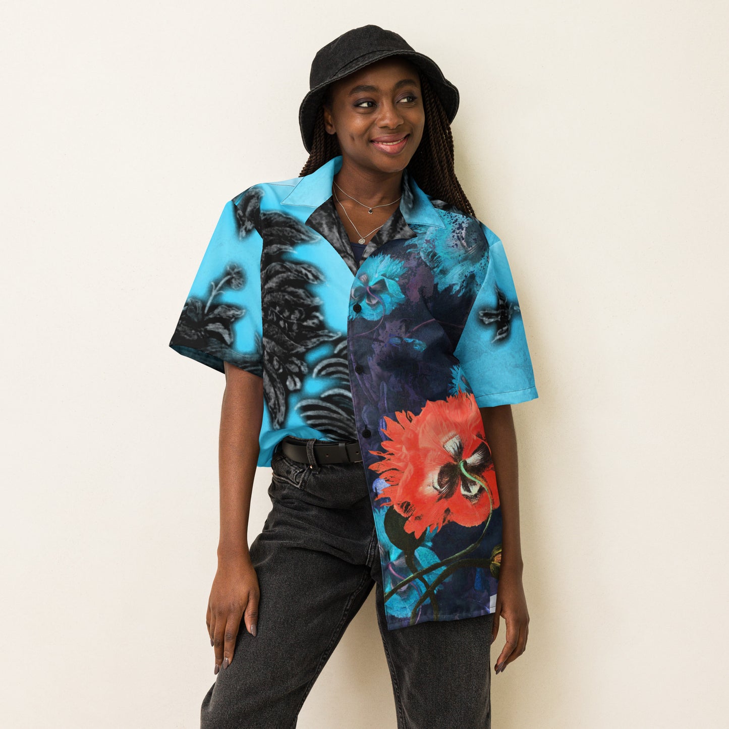 Exquisite Floral Tropical Rhino Unisex button down t-shirt