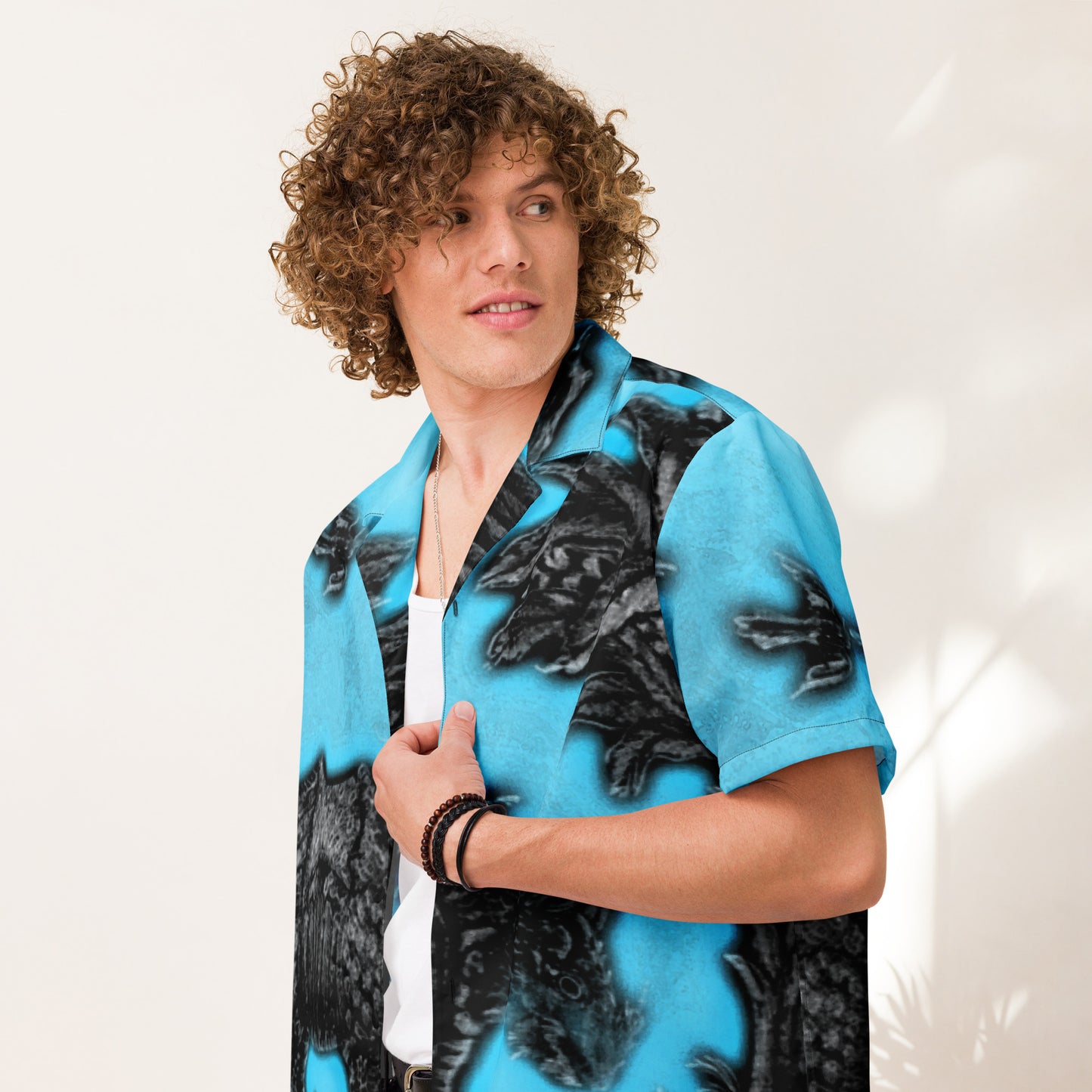 Tropical Rhino Unisex button down t-shirt