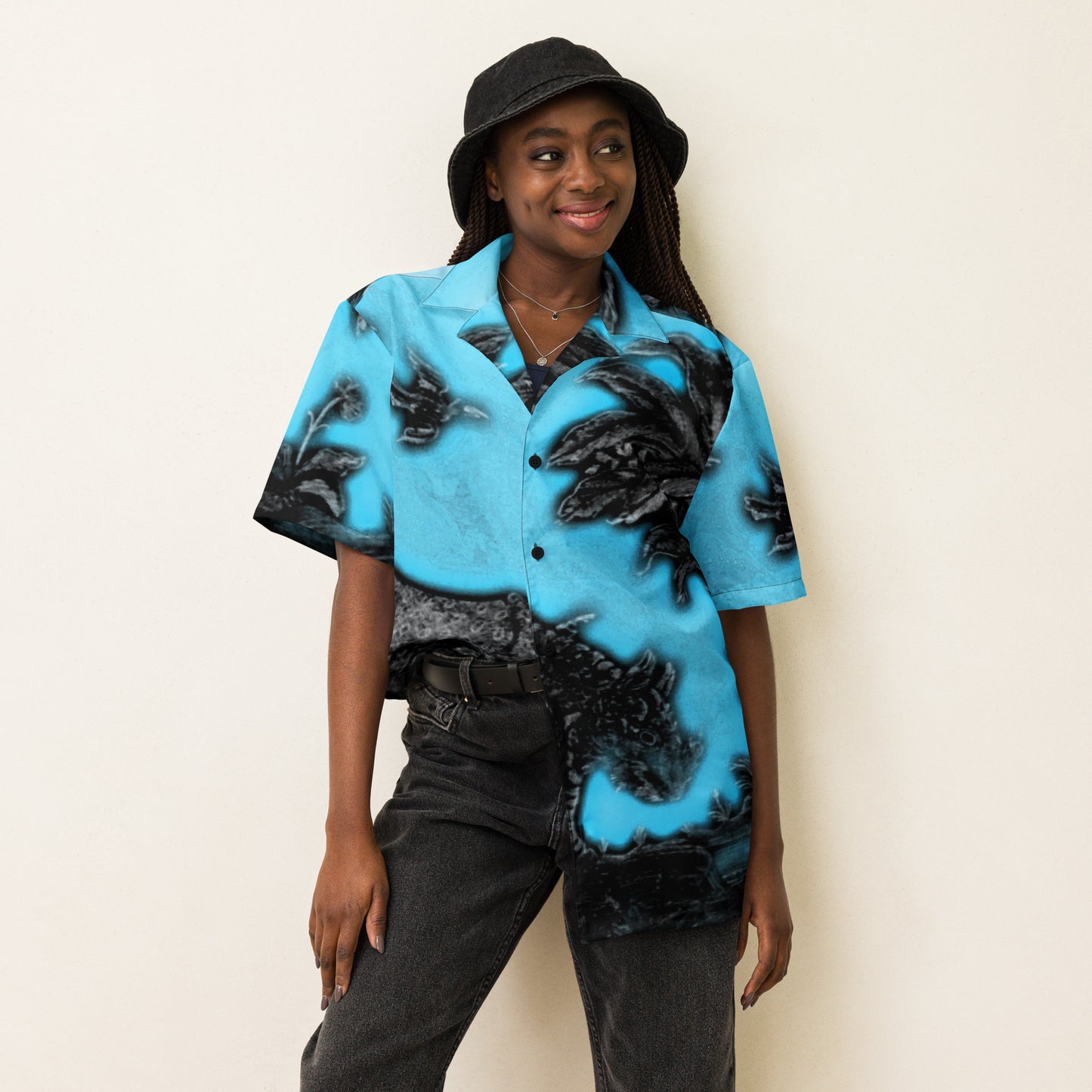 Tropical Rhino Unisex button down t-shirt