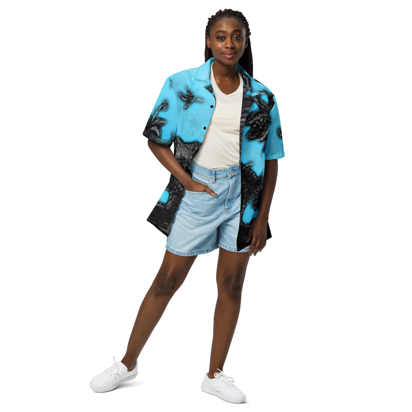 Tropical Rhino Unisex button down t-shirt