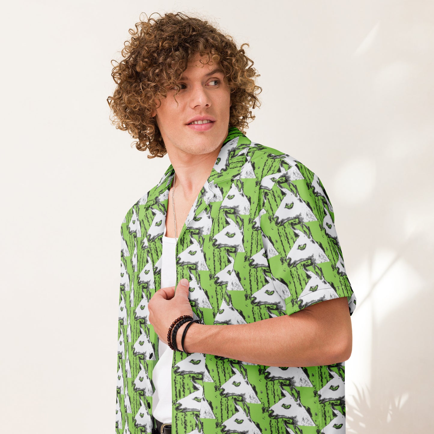 Llama Llama Unisex button down green t-shirt