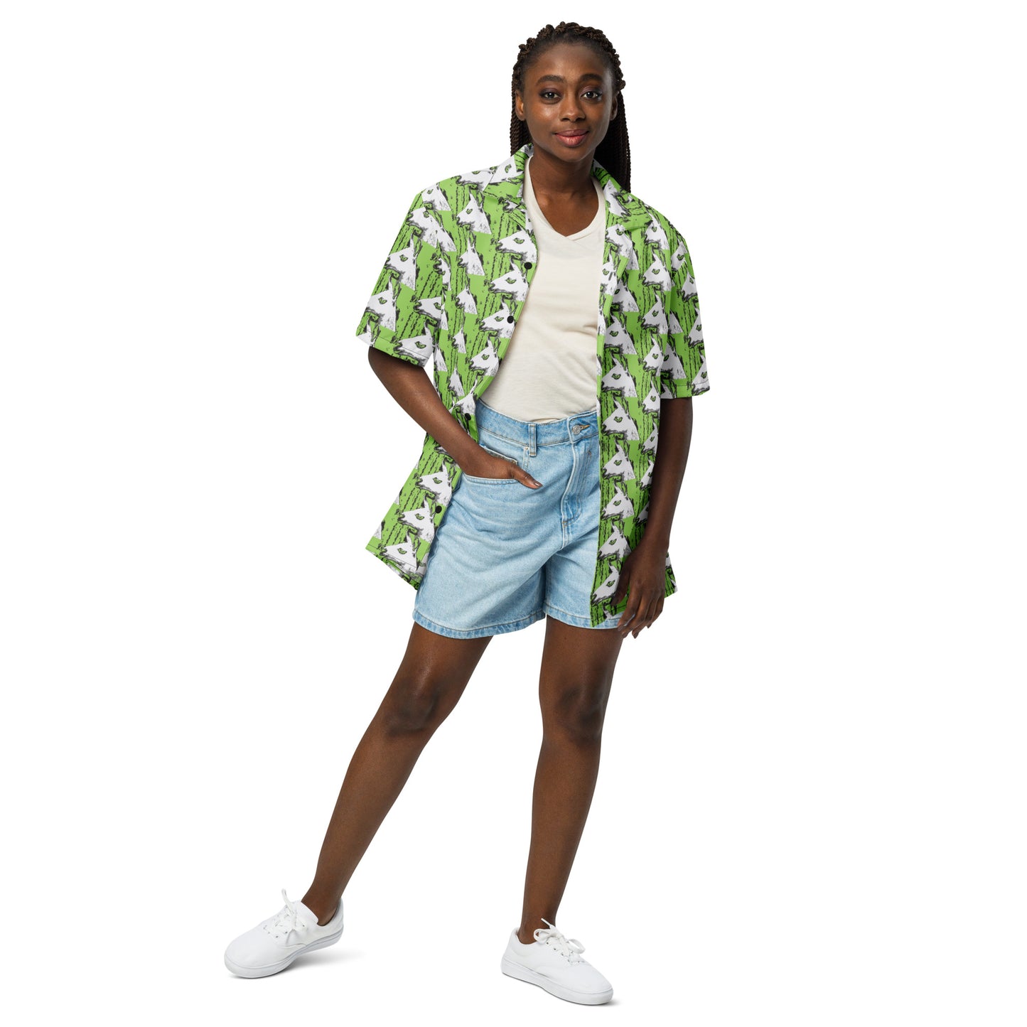 Llama Llama Unisex button down green t-shirt