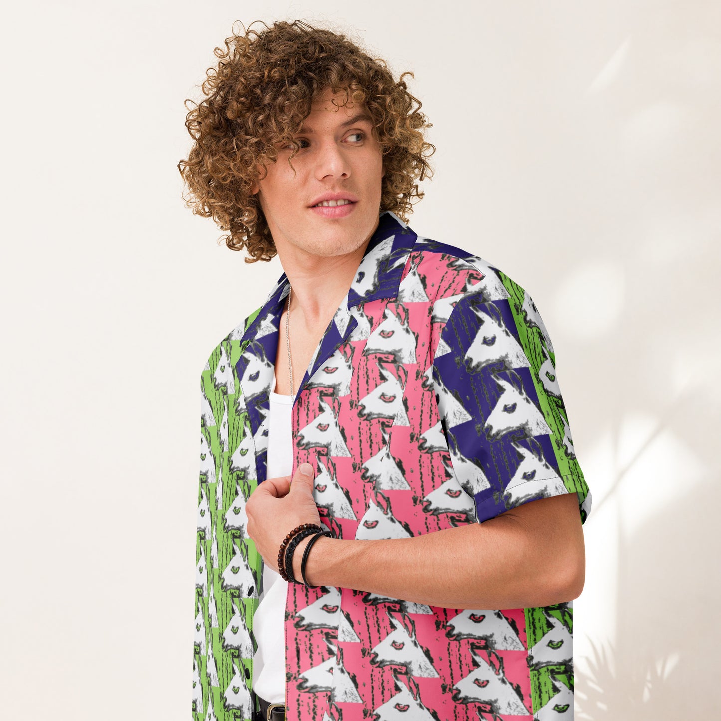 Llama Llama Unisex button down color-blocked t-shirt