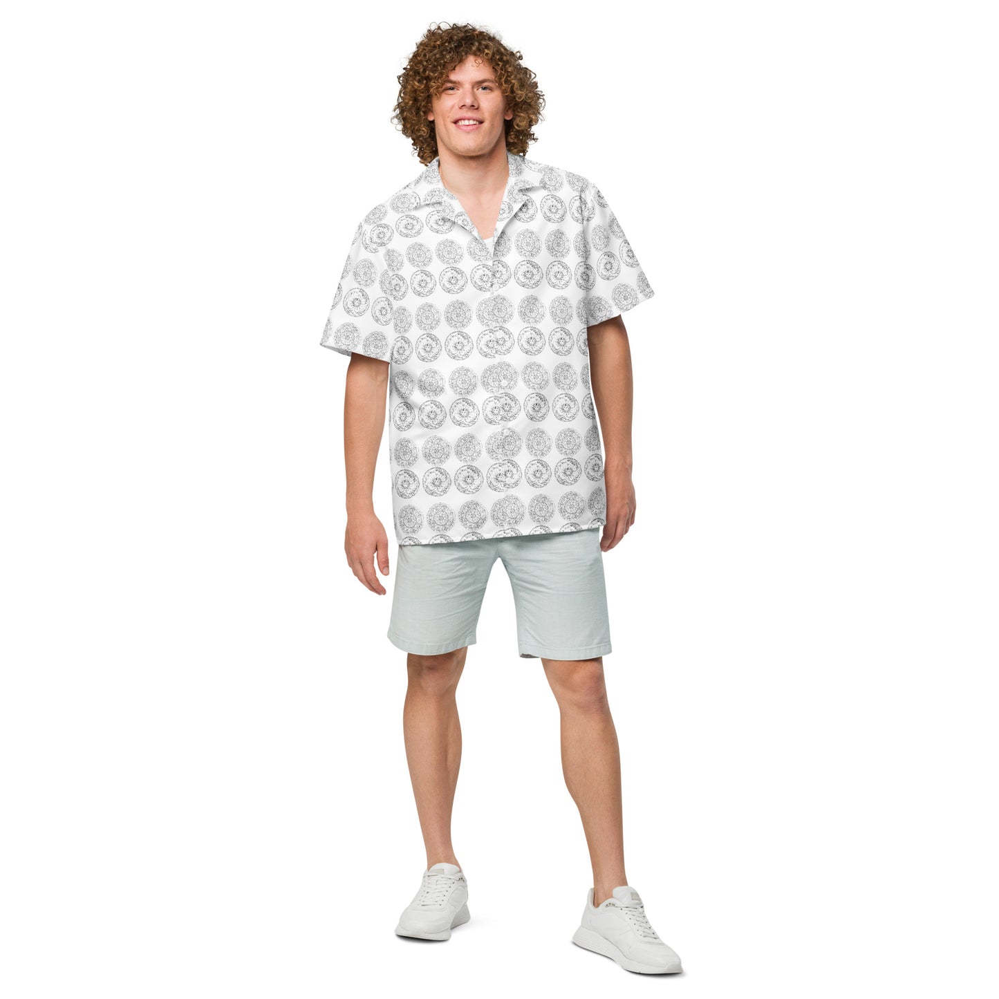 Medusa's Sea Medallion Unisex button down white shirt