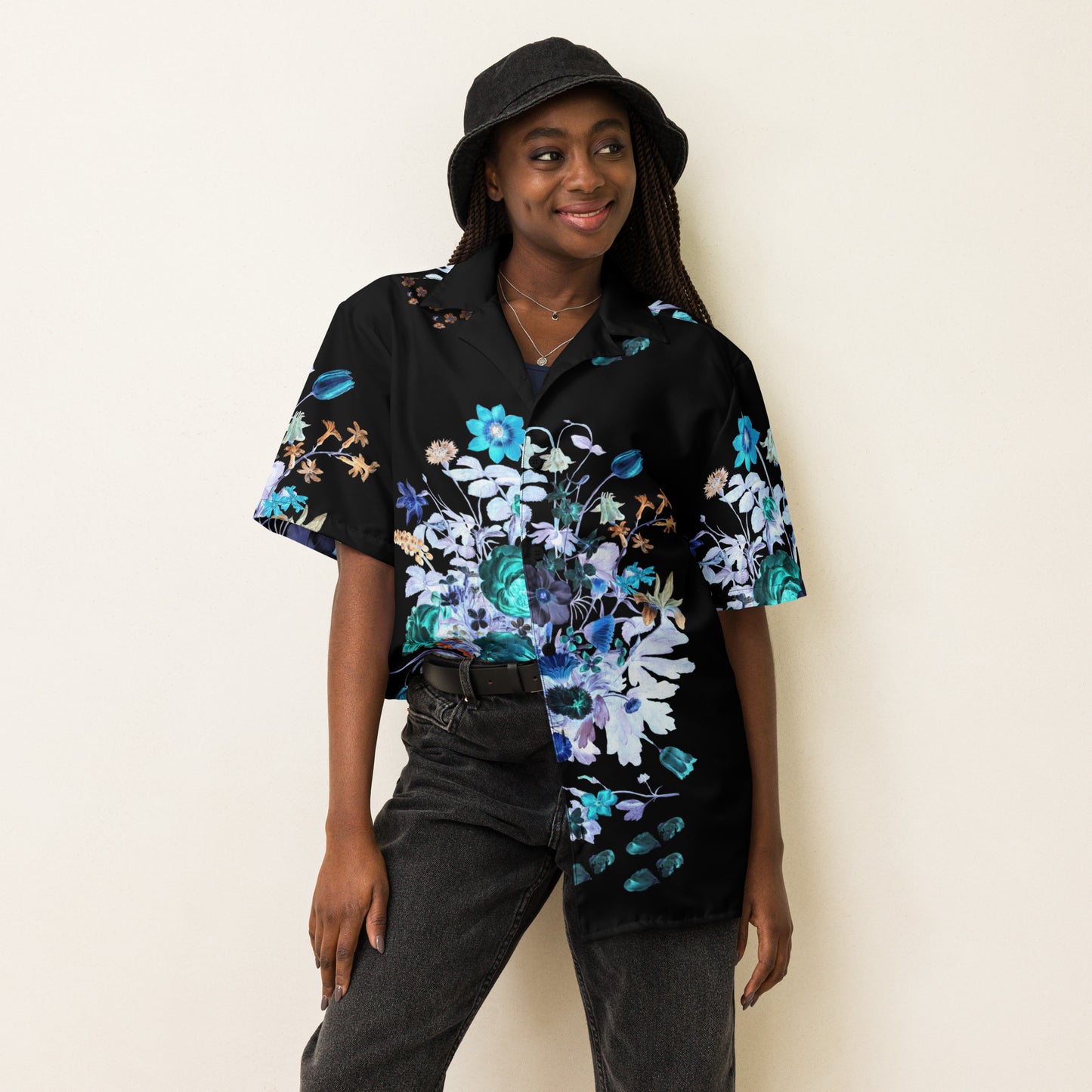 Botanical Bliss Blue Unisex Button Down Shirt
