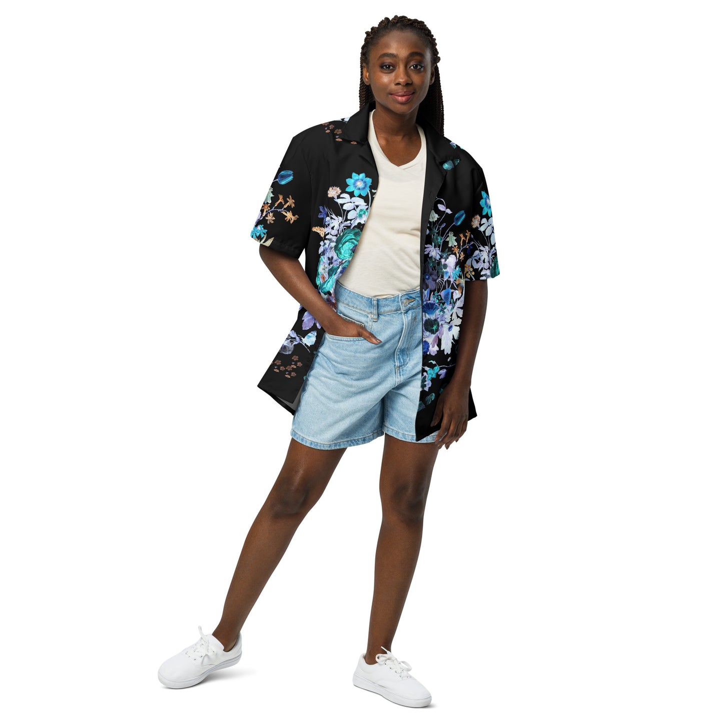 Botanical Bliss Blue Unisex Button Down Shirt