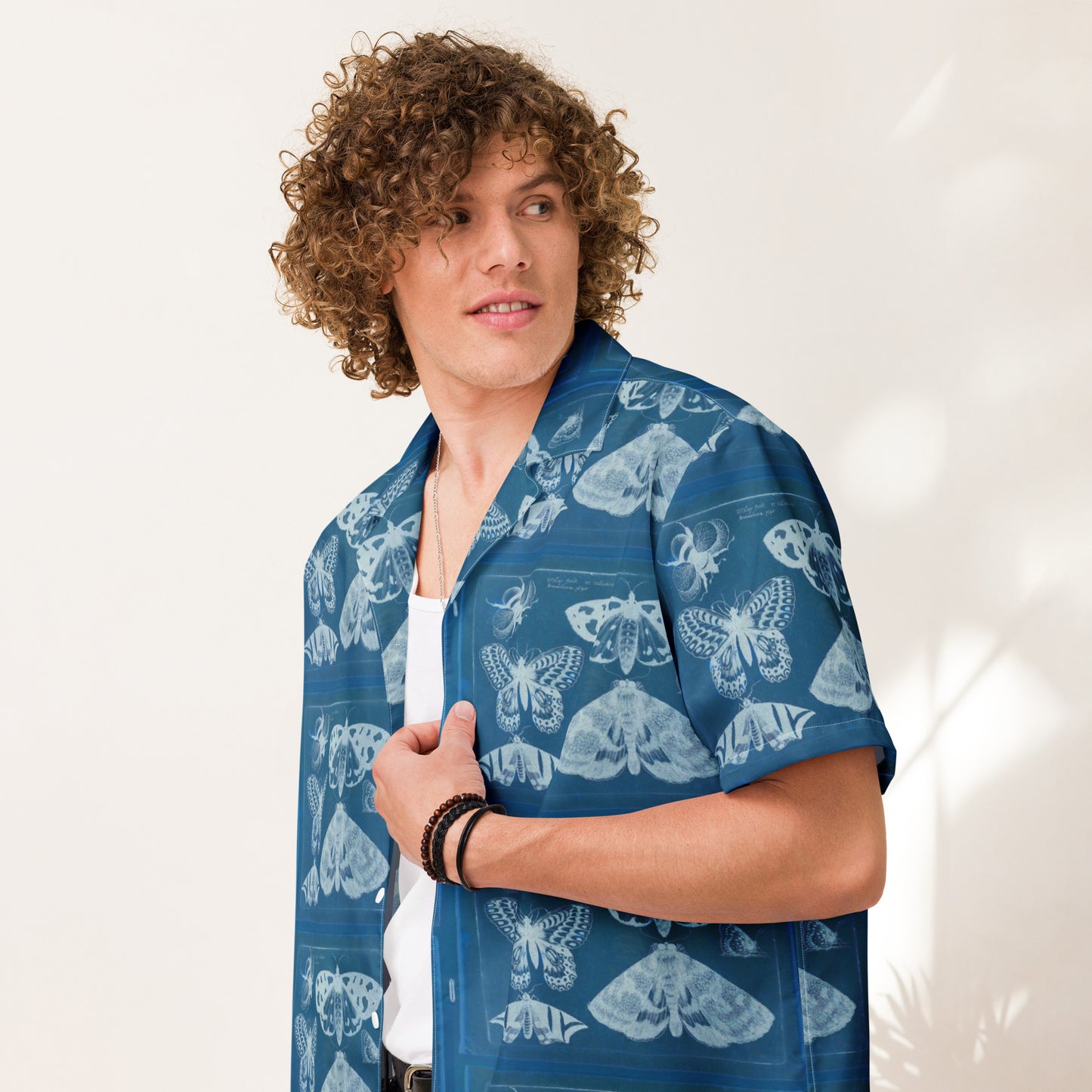 Butterflies & Bees Print Unisex Button Down Shirt