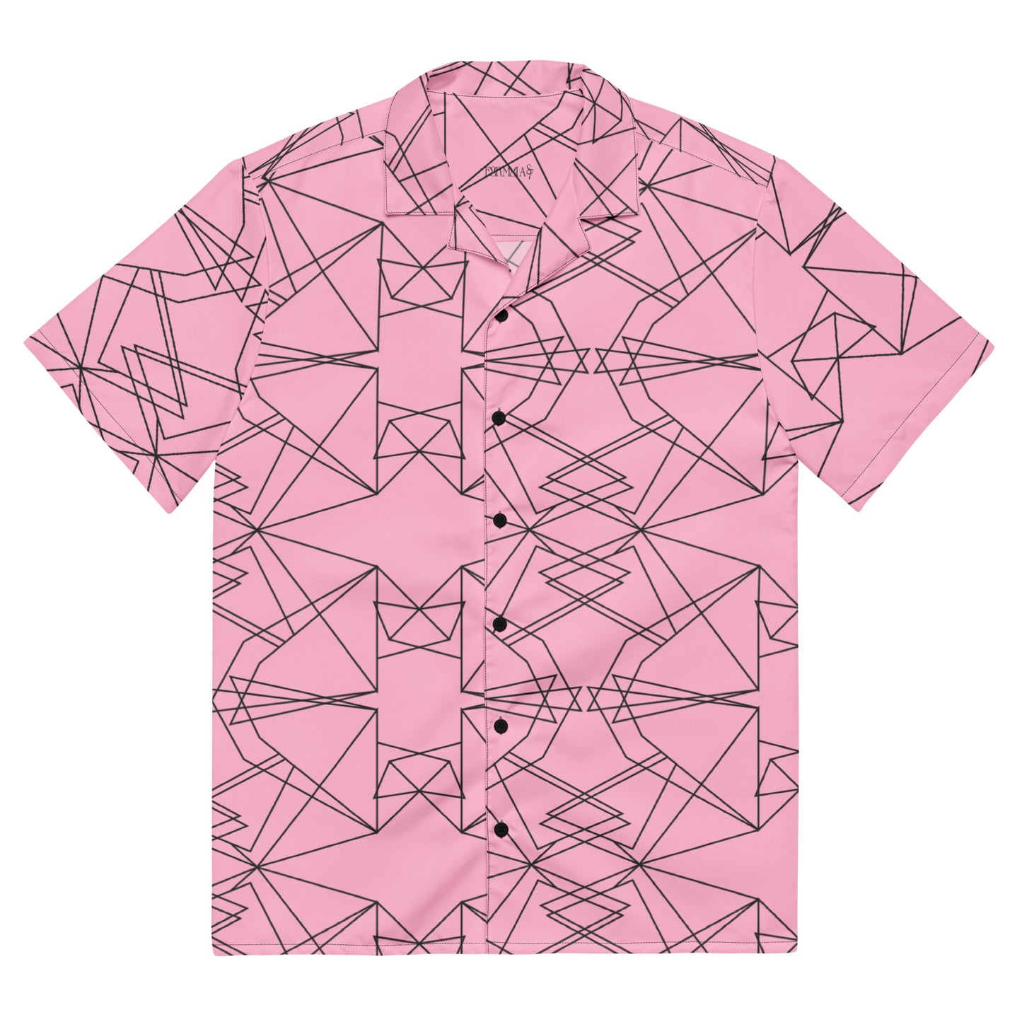 Origami Bird Geometric Pink Unisex Button-Down Shirt