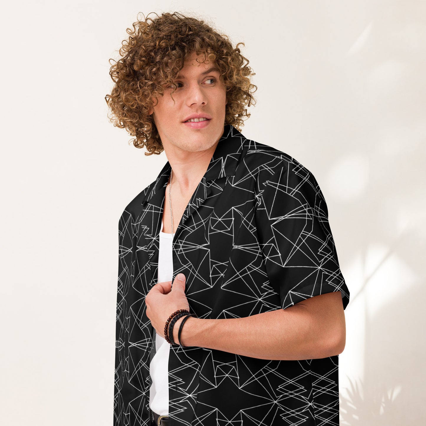 Origami Bird Geometric Diamonds Unisex Button-Down Shirt